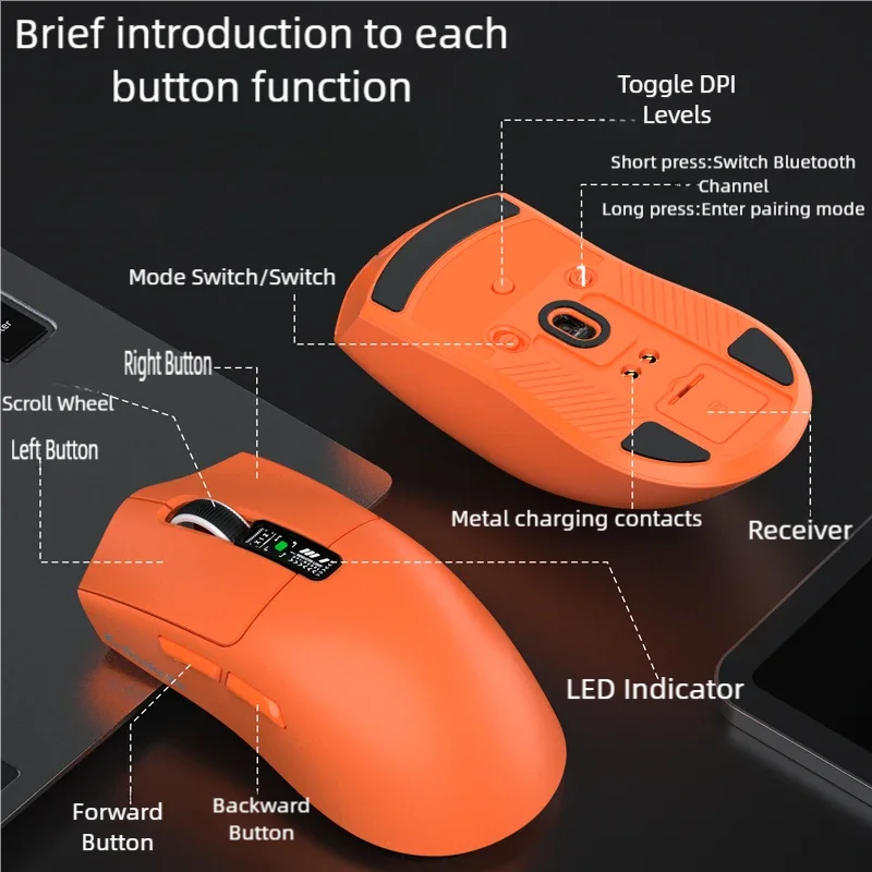 Esports Wireless Mouse LightWeight Macro Programmable RGB Magnetic Charging Dock For Medium Hand Grip FPS Game