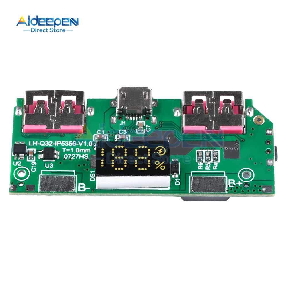 5V 3A Lithium Battery Digital Display Fast Charging Module IP5356 TYPE-C Micro USB QC3.0 2.0 PD3.0 PD2.0/AFC/FCP