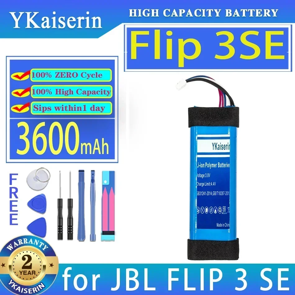 YKaiserin Battery for JBL FLIP 3 Se/6 3SE for JBL  FLIP3  FLIPSe  Flip6  3600mAh/7700mAh High Quality Bateria Batteries Track NO