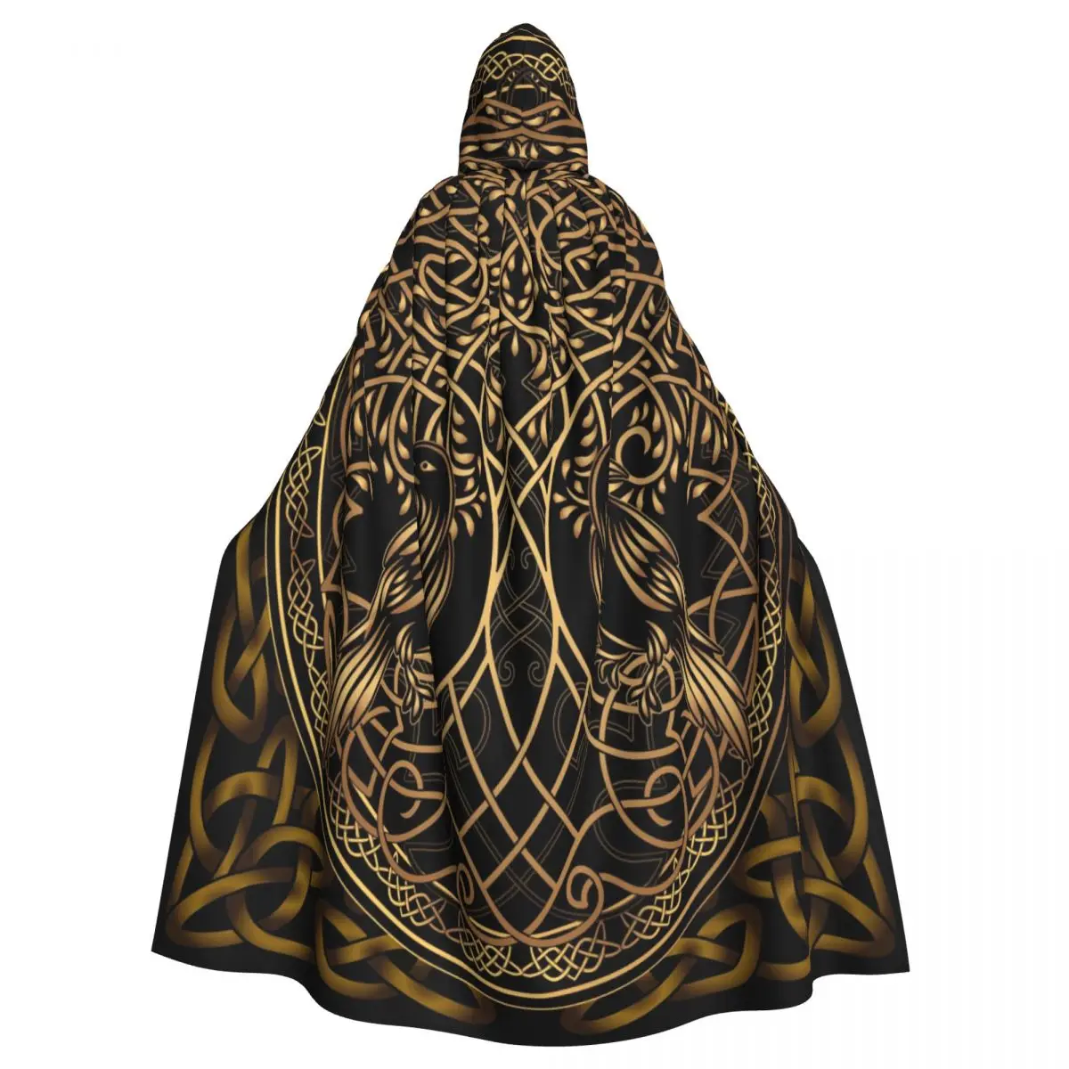 

Long Cape Cloak Yggdrasil Raven Hooded Cloak Coat Autumn Hoodies