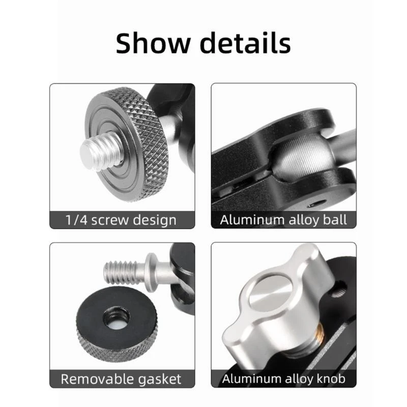 写真用の1/4ネジインターフェイスを備えたユニバーサルマジックアームブラケット