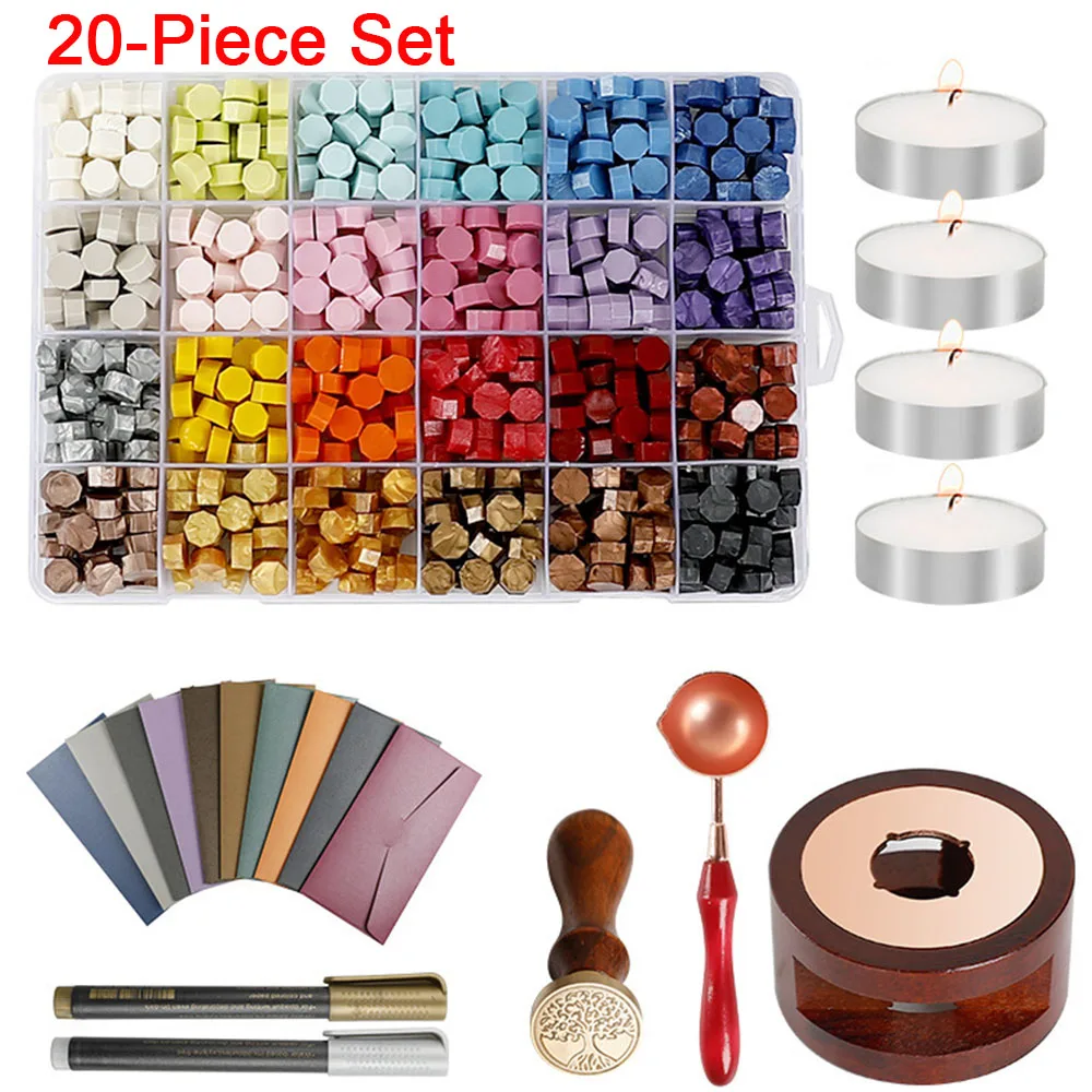 

Набор для восковой печати из 20 предметов: восковые гранулы, печь для плавления воска, конверт, ручка, свеча для декоративной запечатки приглашений и конвертов