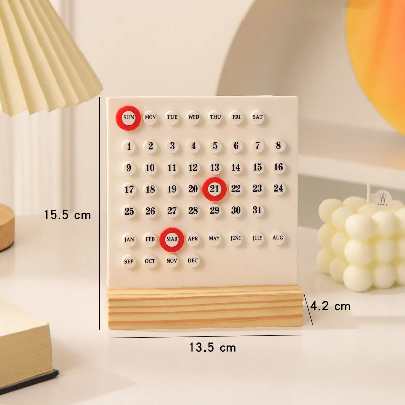 1pc Wood Perpetual Calendar Montessori Calendar Cute Desk Calendar Adjustable Week Month Date Display Calendar Home Office Desk