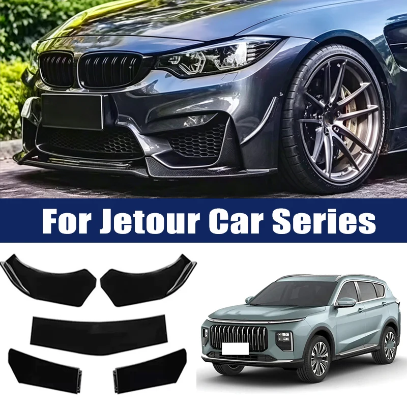 5Pcs ABS Front Bumper Lip Body Kit Spoiler Splitter Canard Trim Exterior Accessories For Jetour X70 X70PLUS X90 X90PLUS Dashing