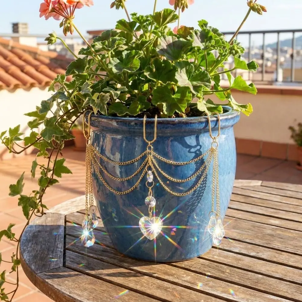 Heart-Shaped Beads Crystal Prisms Sun Catcher Reflective Handmade Craft Sunlight Catcher Colorful Exquisite Hanging Pot Crystal