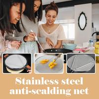 Stainless Steel Splatter Guard Oil Screens Circular Oil Splash Cover with Handle Used for Deep Frying and Cooking Kitchen Tools