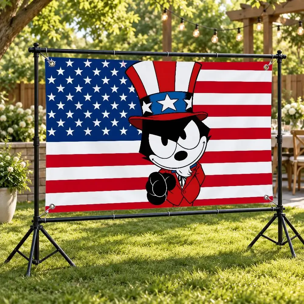 Cartoon F-Felix the C-Cat Cute Aesthetic Wall Tapestry Flag Printed Wall Hanging Living Room Party Outdoor Decor