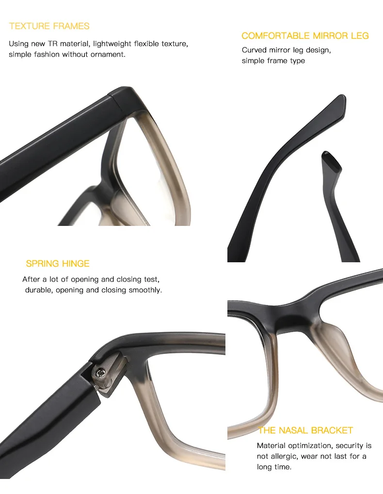 Männer Lesebrille Anti Blaues Licht PC Platz Retro Frauen Presbyopie Brille Widerstehen Müdigkeit Lesen Linsen mit Rezept + 1 + 1,5 + 2 – Detail 5