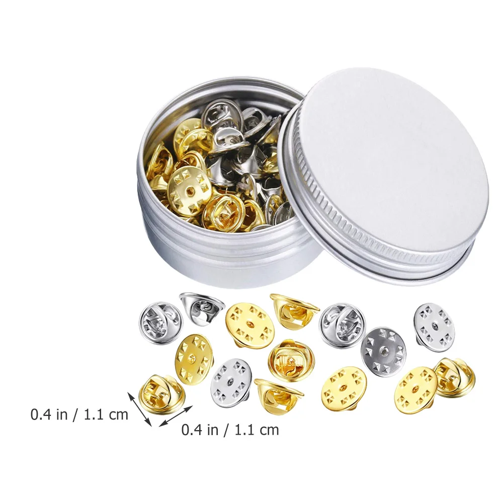 

Multi-Use Metal Locking Pin Backs Durable Replacement Flat Round Brooch Clutch Pin Back Badge Keeper for Uniform DIY Crafts