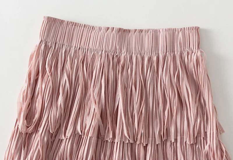Luxury Multi Solid Colors Pleated Skirt for Women's Large Hem Folds A-line Skirts Female 2025 Loose Fashion Skirts Casual 0666