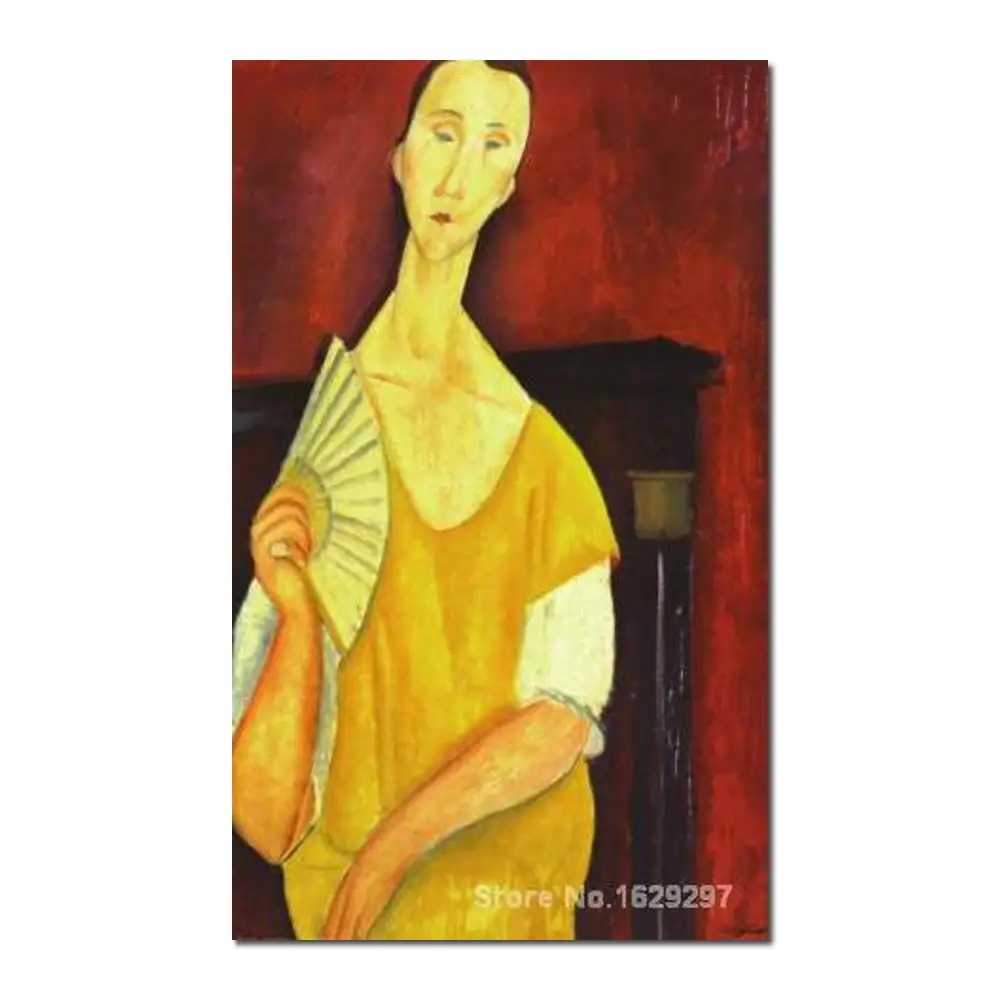 

Portrait paintings Amedeo Modigliani's reproduction Woman with a Fan hand painted High quality