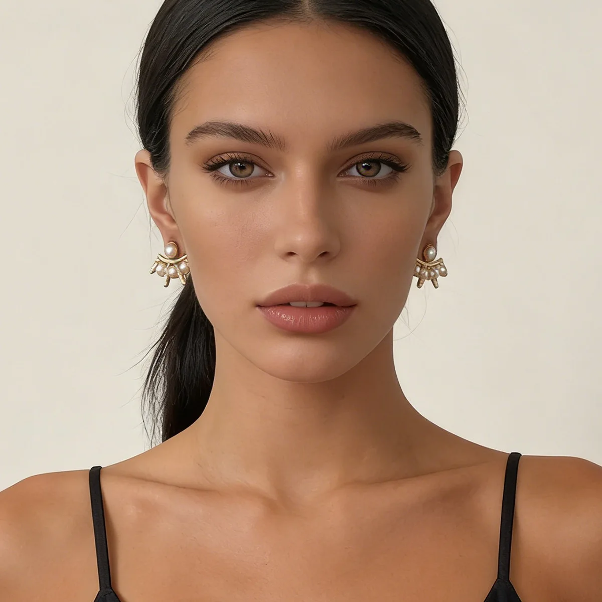 Personality niche baroque fashion imitation pearl smile can wear two earrings versatile daily commuter earrings women