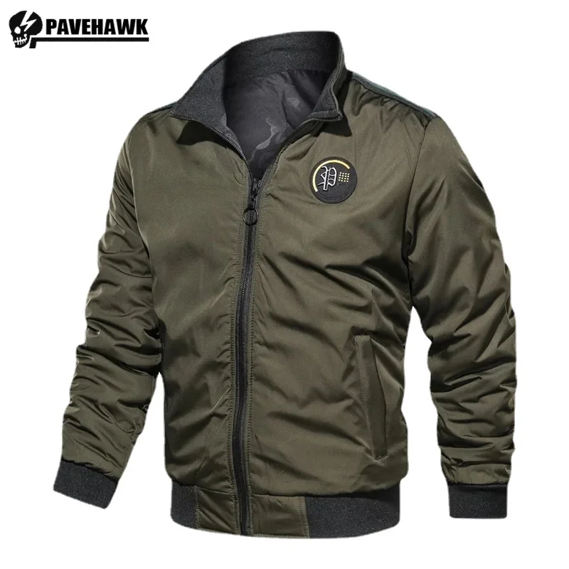 Tactical Jacket Mens Double-Sided Retro Embroidered Loose Pilot Fashion Outwear Outdoors Wear-resistant Windbreak Combat Coats