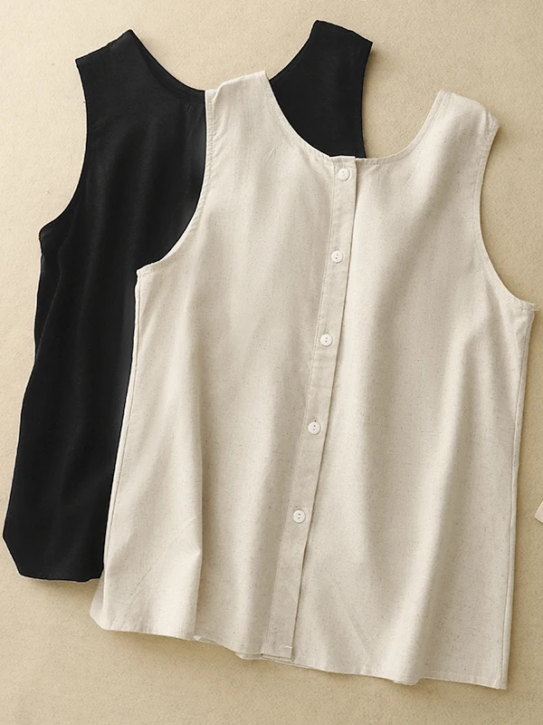 

High-End Sleeveless Vest Two-Sided Wear round Neck Black Top Fashionable Women's Design Sensation Casual Loose Fit Summer Shirt