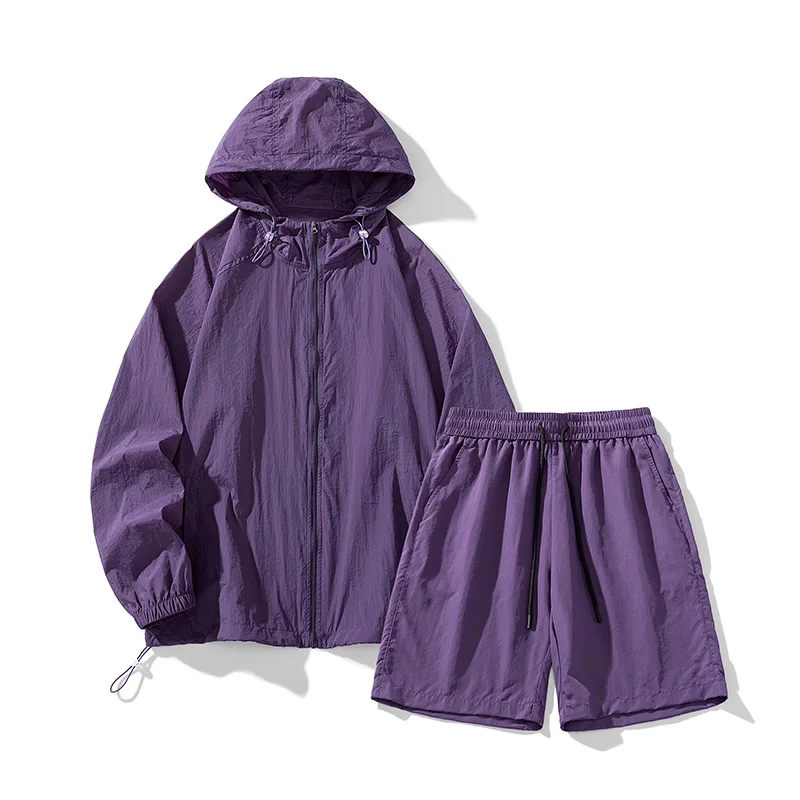 

Летний легкий дышащий водонепроницаемый спортивный костюм для пар из ледяного шелка для активного отдыха, повседневный, с защитой от солнца UPF50, ультратонкий, с длинными рукавами