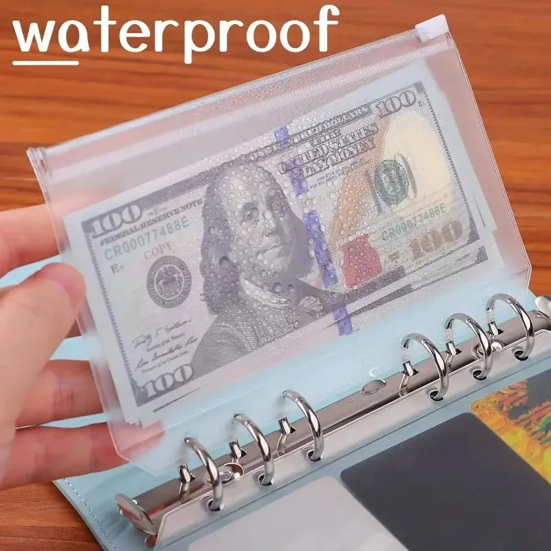 A6/A7 6-Hole Zipper Binder Pockets Waterproof PVC Cash Budget Envelopes Loose Leaf Bag For Binder Notebook Planner - Image 2