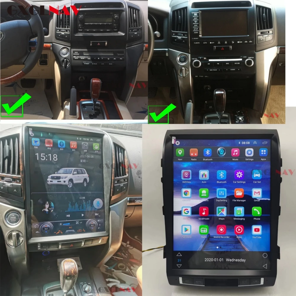 Android For TOYOTA LAND CRUISER LC200 2008-2015 High/Low Car Radio Player Auto GPS Navigation Head Unit Vertical Screen Carplay