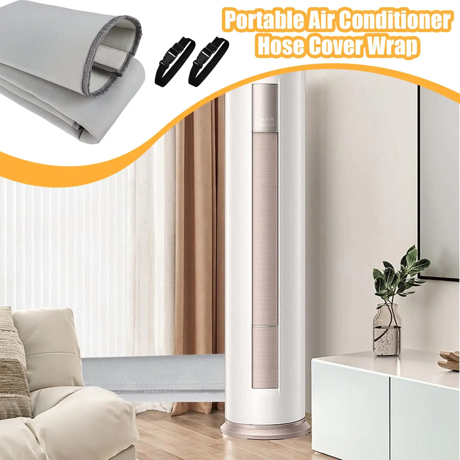 

Портативный изоляционный шланг переменного тока, крышка шланга кондиционера с 2 ремнями с пряжками, детали бытовой техники для гаража, коммерческого использования