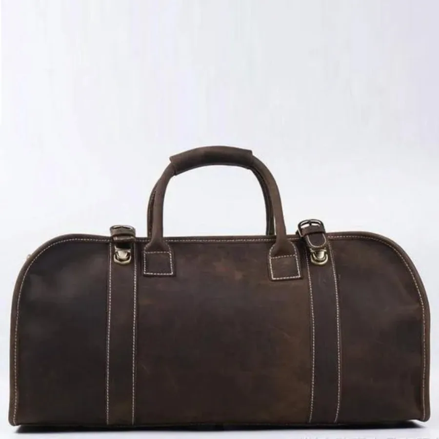 Vintage Leather Weekender Bag | Large Capacity Travel Duffle for Men Women