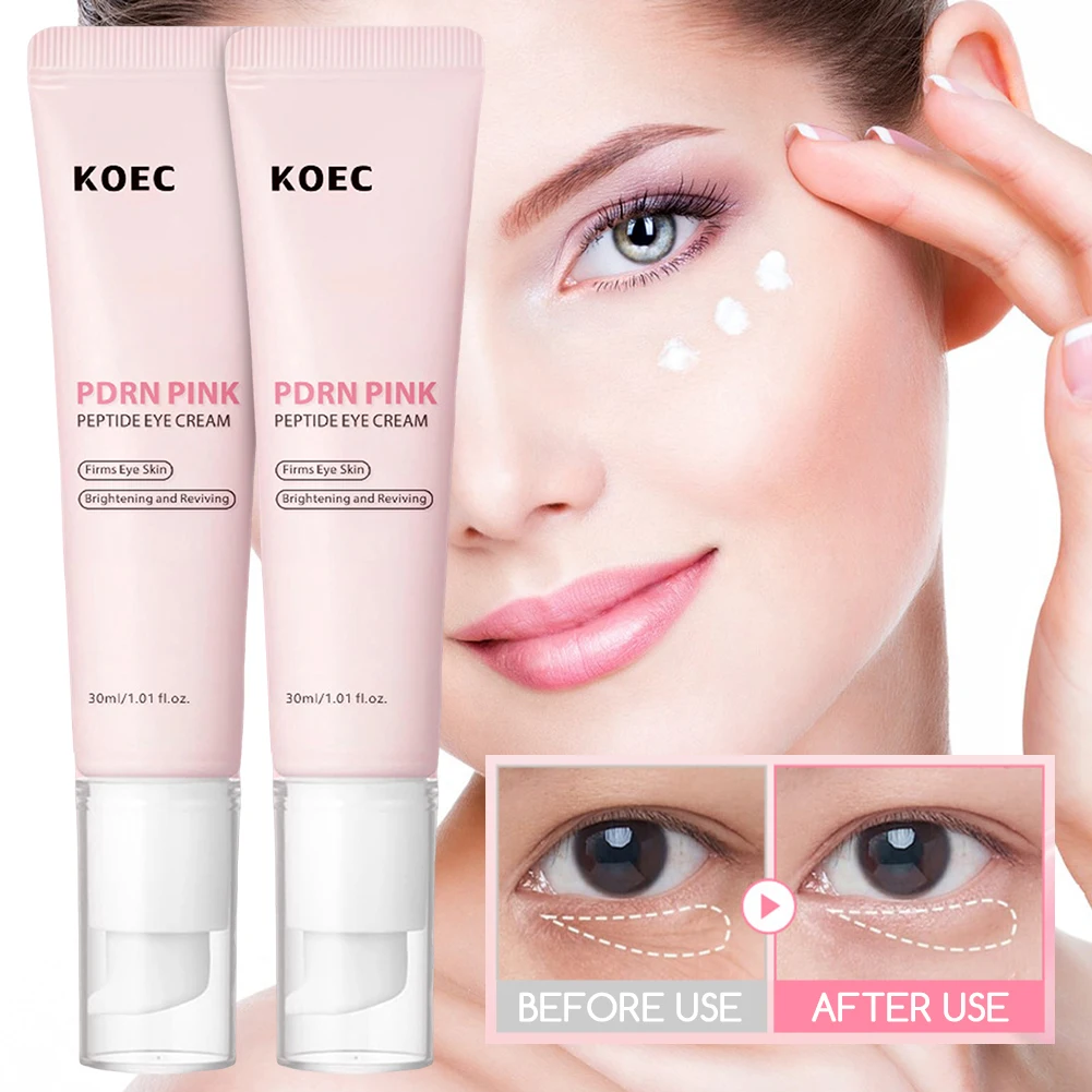 30g PDRN Pink Peptide Eye Cream For Dark Circles Puffiness Under Eye Cream Anti-Aging Wrinkle Reduction Cream For Women Girls