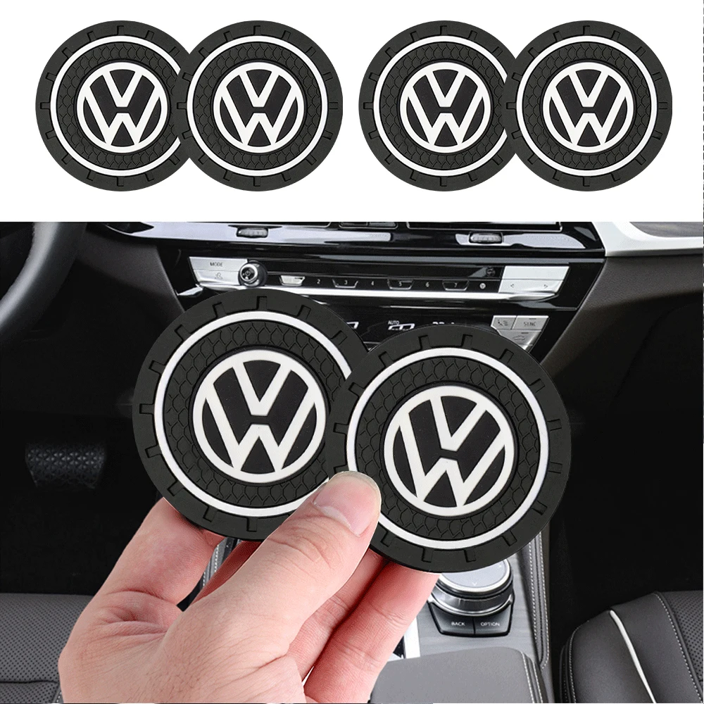 

Tire Valve 1/2PCS Car Coasters Water Cup Slots Non-Slip Mat For Volkswagen Polo Touareg Passat B8 Tiguan Golf MK5 Touran Tcross