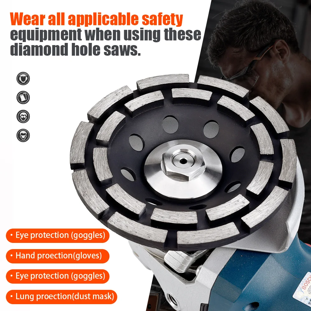 125mm Double Layer Diamond Cup Grinding Wheel High Efficiency for Concrete Granite Stone Grinding Deburring Polishing