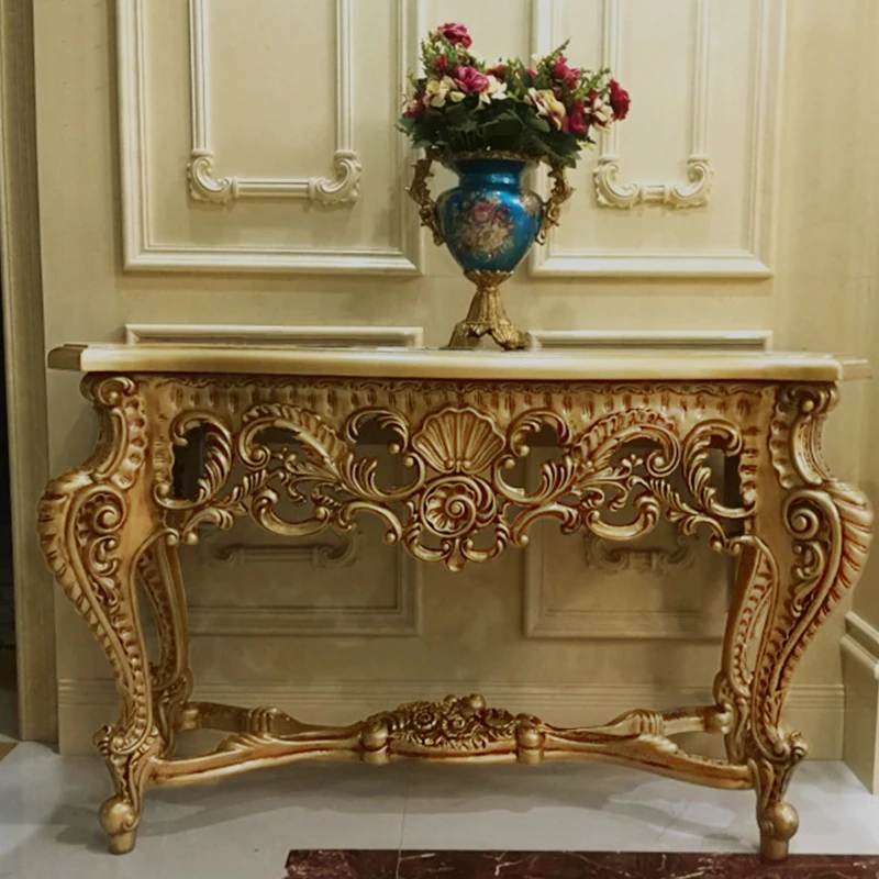 

American porch table semi-round door long case living room narrow table decoration against the wall side cabinet retro aisle