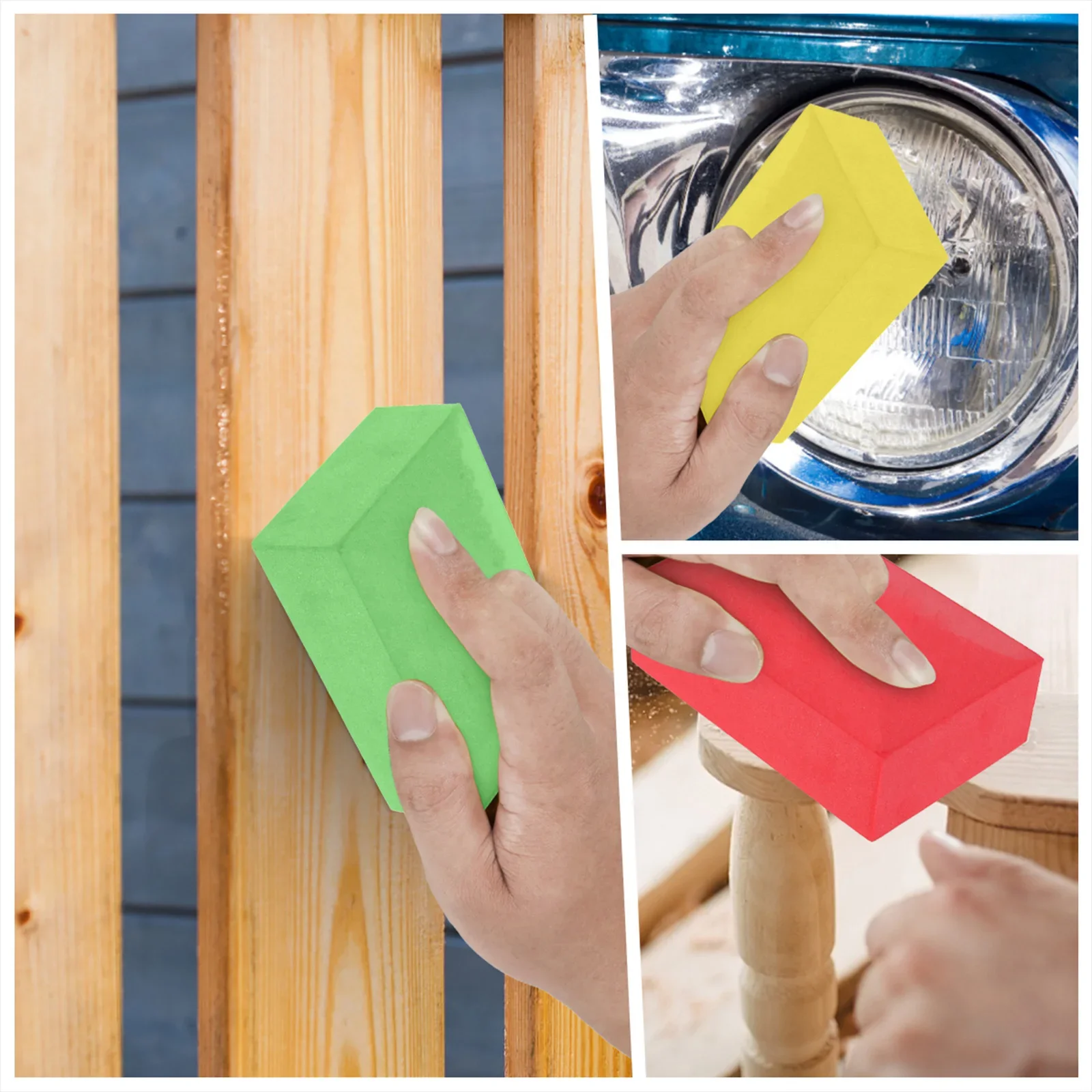 4Pcs Reusable Sanding Block Kit Diamond Hand Polishing Pads Wet Dry Sanding Block Sponge Backing 60&100&200&400 Grit for Glass