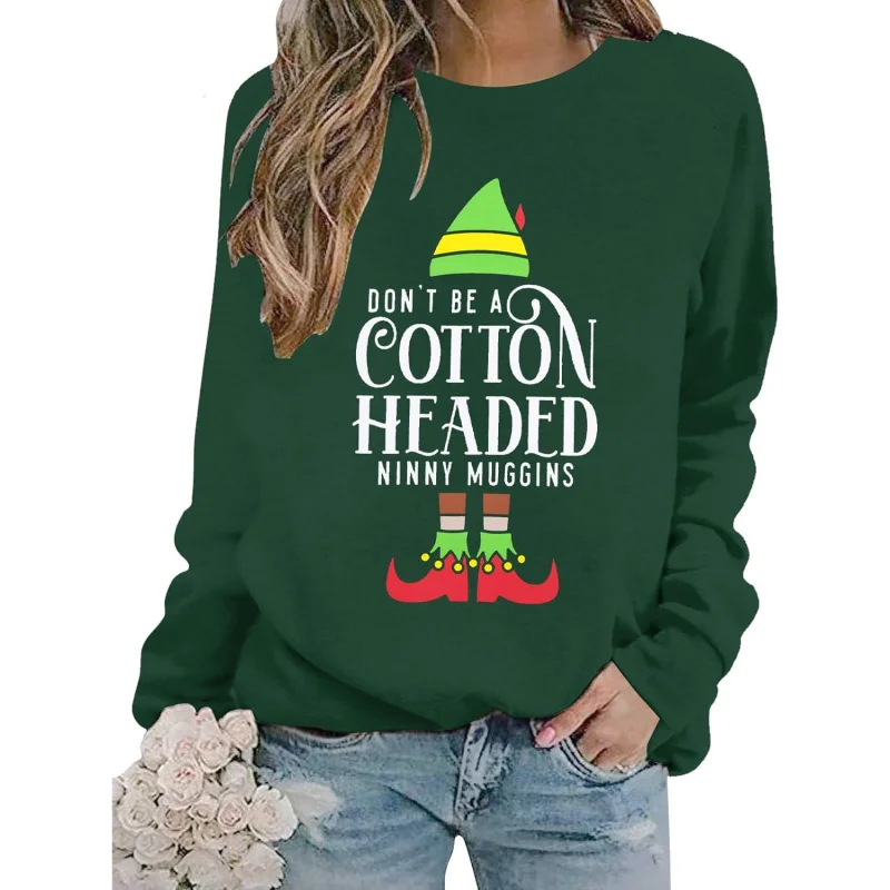 

Merry Christmas Sweatshirt, Women's Holiday Family Long Sleeved Top, Green