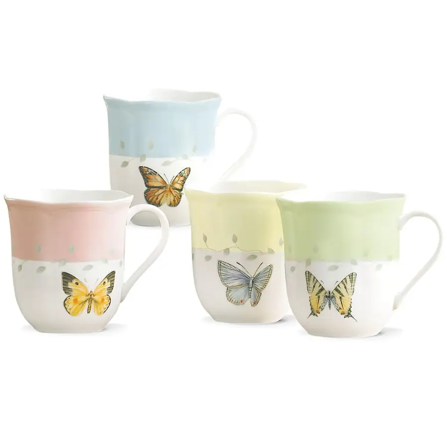 

773903 Butterfly Meadow 4Piece Mug Set, Multicolor, 1.85 LB
