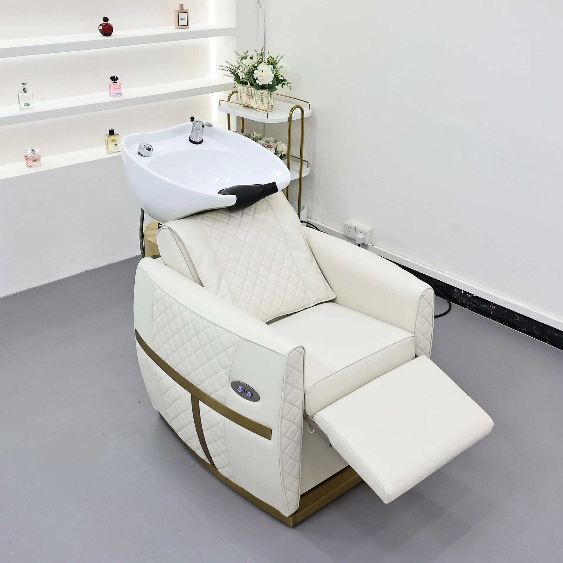 CX barber shop tide shop seated shampoo bed, barber shop ceramic basin flush bed
