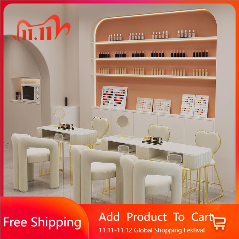 

Light Luxury Organizer Nail Table European Hand Designer Aesthetic Manicure Table High Quality Salon Tavolo Unghie Furniture