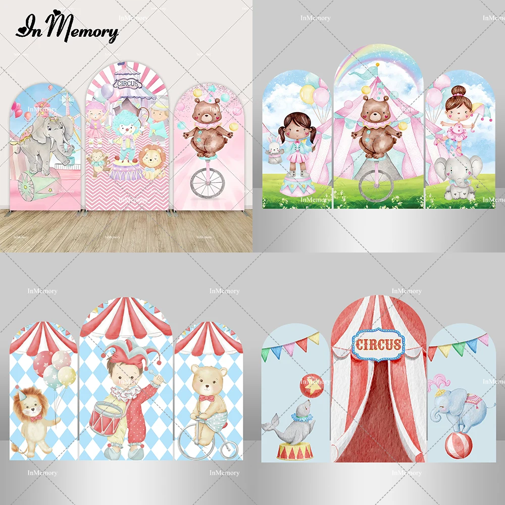 

Цирковая тема, арка на день рождения, фоны для девочек, фотография, слон, обезьяна, шоу, розовый фон, двусторонний фон на заказ, фотозона