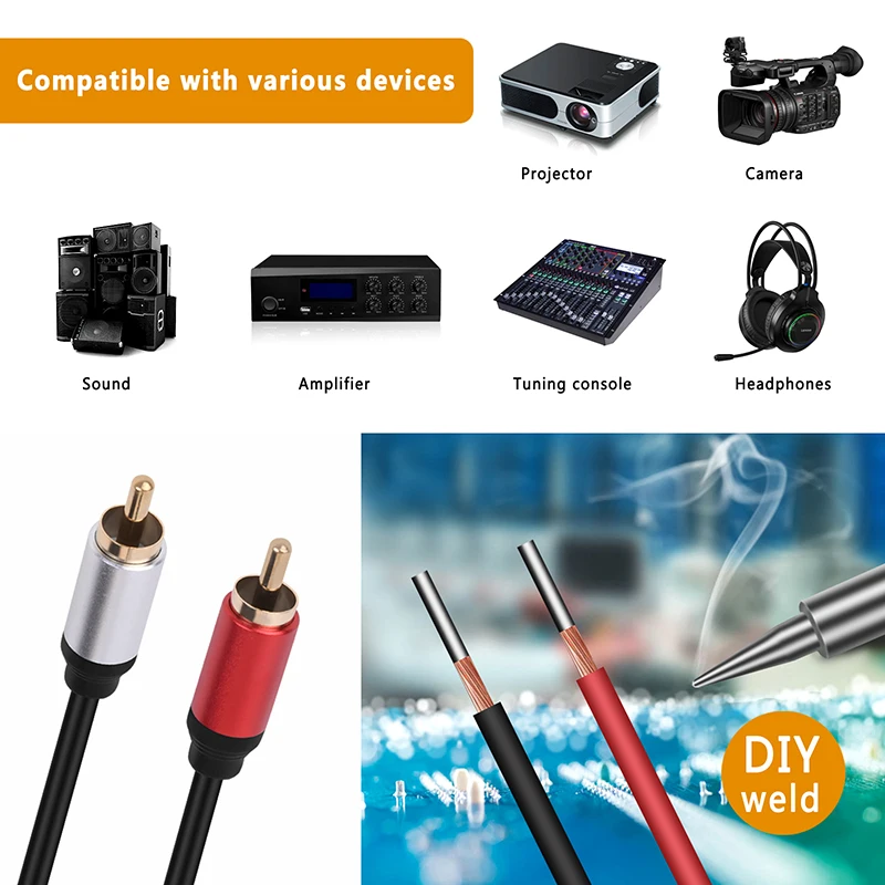 Cable de altavoz RCA macho, conector Jack a Cable desnudo, Cable RCA de extremo abierto para altavoces, amplificador, Audio, vídeo, reparación AV