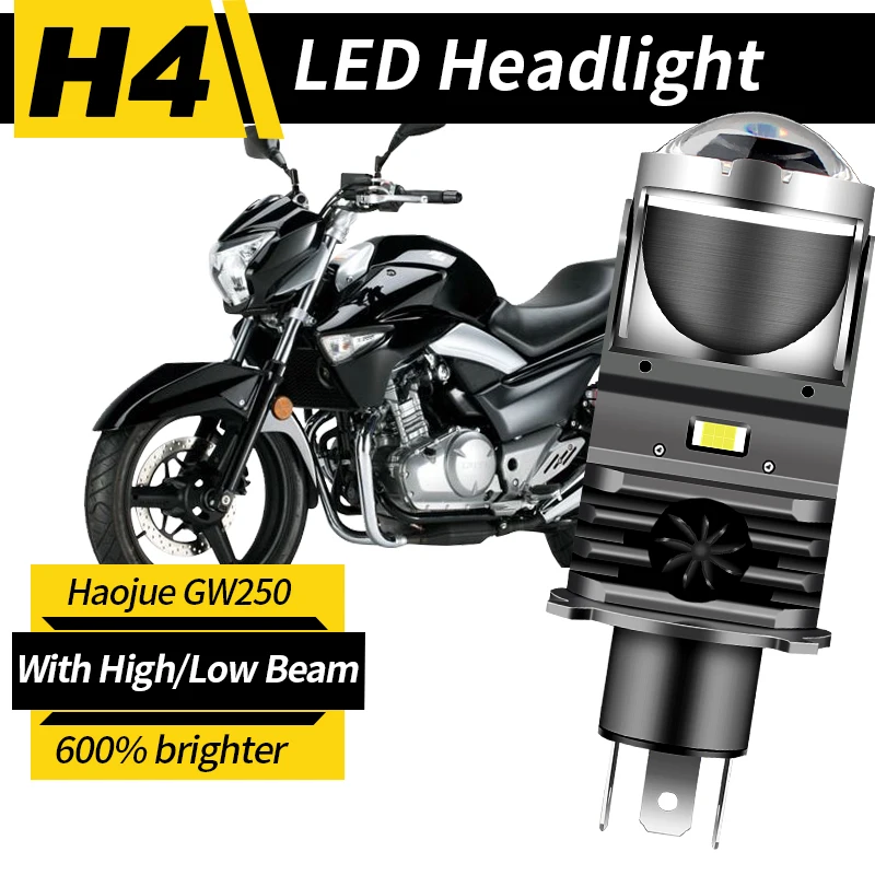 1PC H4 LED Headlight Motorcycle 25W 50000LM Lens with fan White light Car Hi Lo Beam Bulb For Suzuki Richi GW250 A F J S