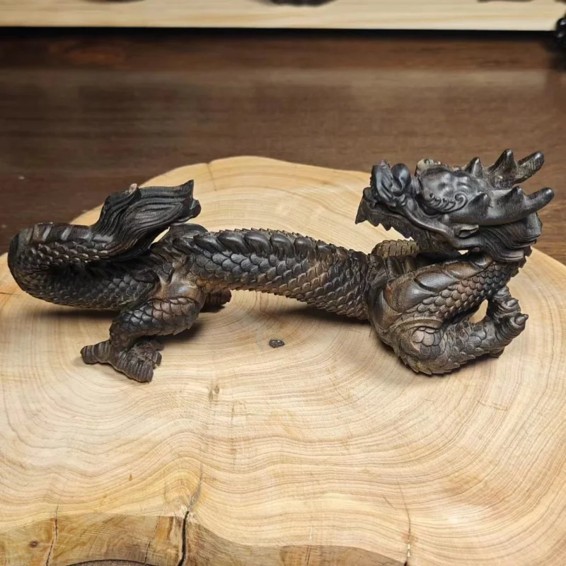 Indonesia Tarakan Carved Dragon Ornaments Length16cmWooden Craftwork Chenlong Year Limited Auspicious Beast Shenlong