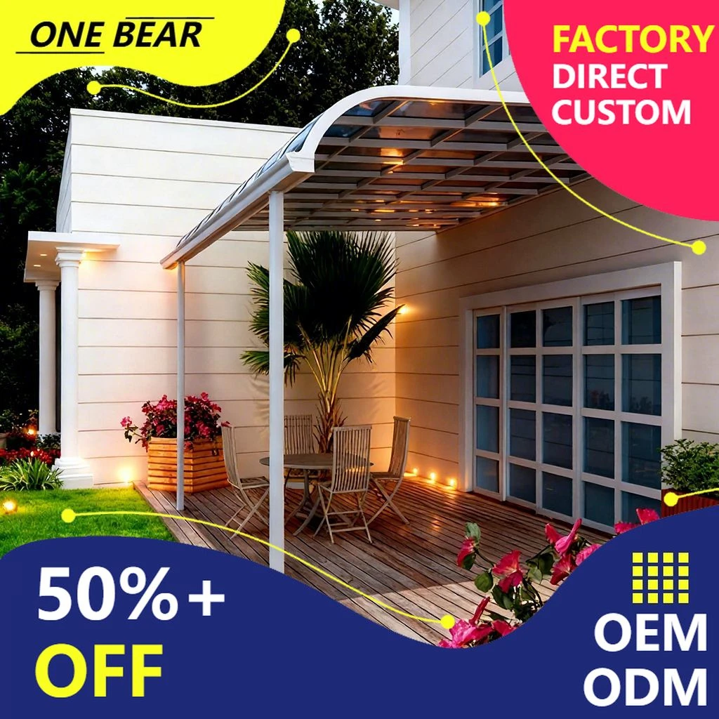 Any Size Custom Durable Aluminum Alloy Outdoor Awning Snow Resistant Polycarbonate Roof Patio Porch UV Protected Waterproof Cove
