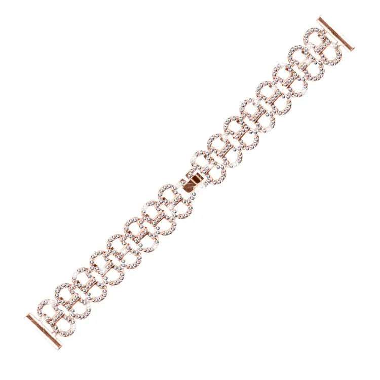

For Samsung Galaxy Watch4 Classic 42mm / 46mm Replacement Alloy Wrist Strap Rhinestone Decor Watch Band - Rose Gold