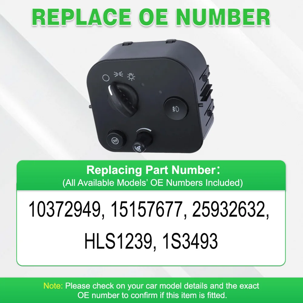 لسيارة شيفروليه تريل بليزر EXT 2002–2006 15157677 المصباح الأمامي مفتاح باهتة 10372949 #6