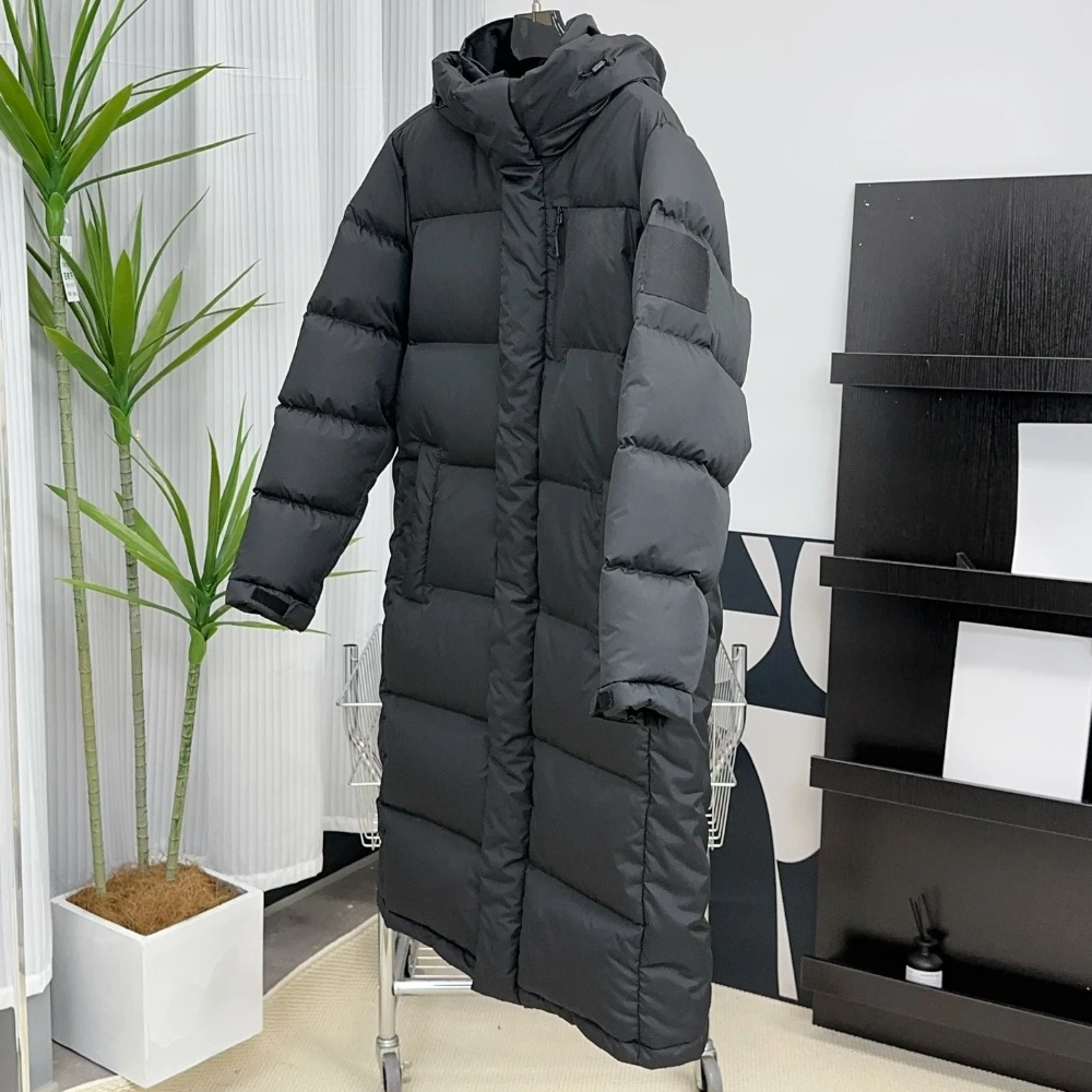 الفاخرة مصمم طويل سميكة أوزة أسفل سترة المرأة العلامة التجارية الركبة طول معطف ملابس خارجية الذاكرة النسيج كم طويل 2025 جديد #2