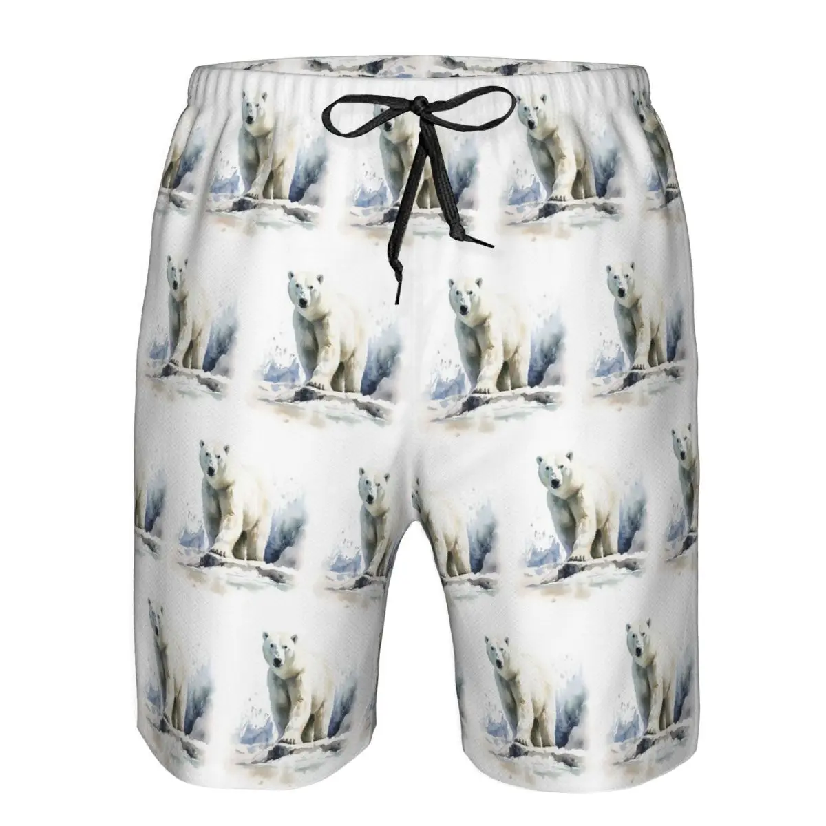 Watercolor Standing In The Snow Polar Bear Trunks Beach Board Shorts Casual Quick Dry Swimming Summer Men Pants