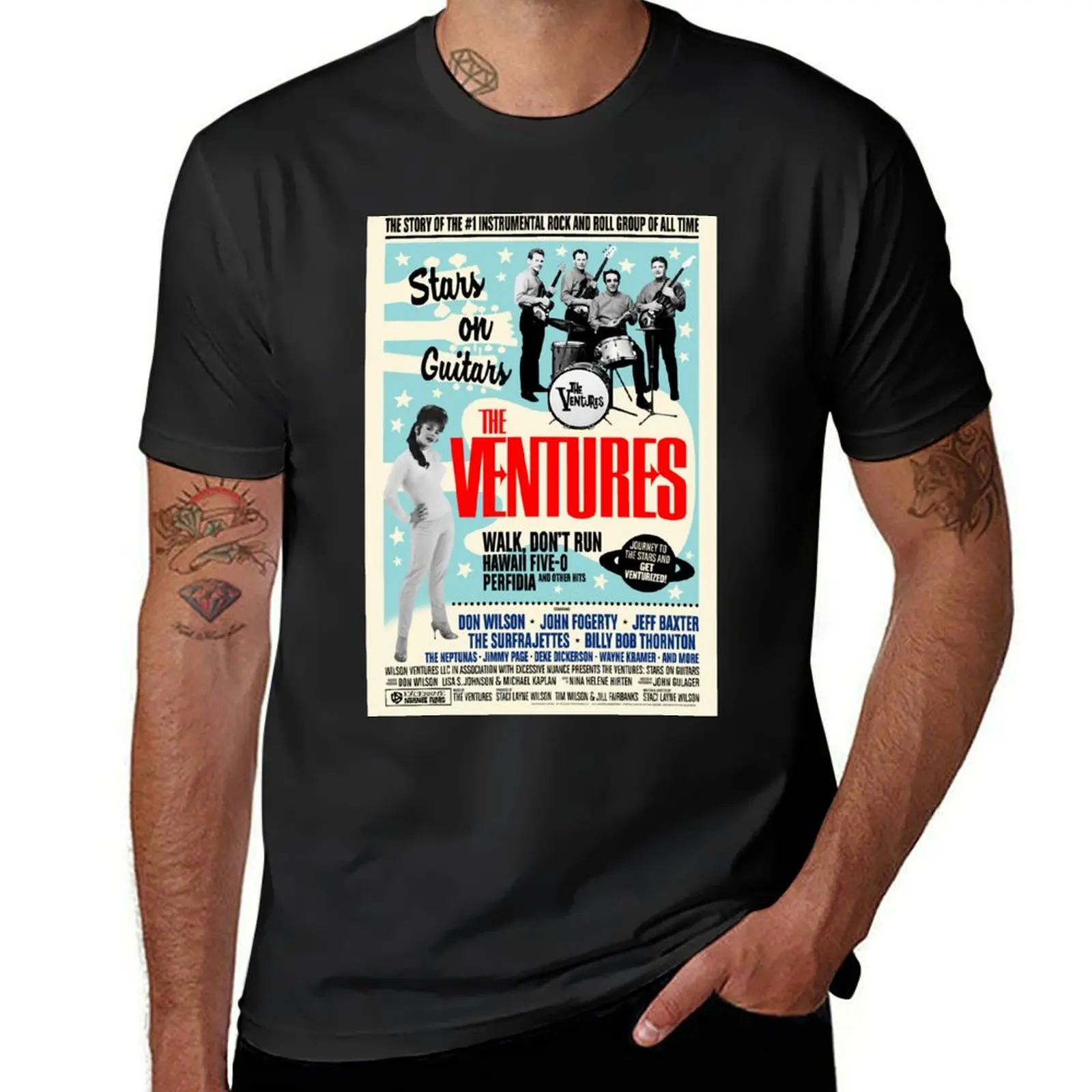 The Ventures Stars on Guitars Movie T-Shirt kawaii clothes new edition mens t shirts pack