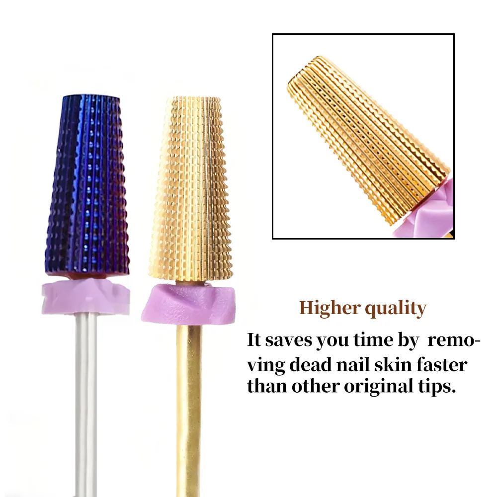 New Purple Plated 5 in 1 Carbide Nail Drill Bits With Cut Tapered Bit Milling Cutter For Manicure Pedicure Accessories Nail Tool