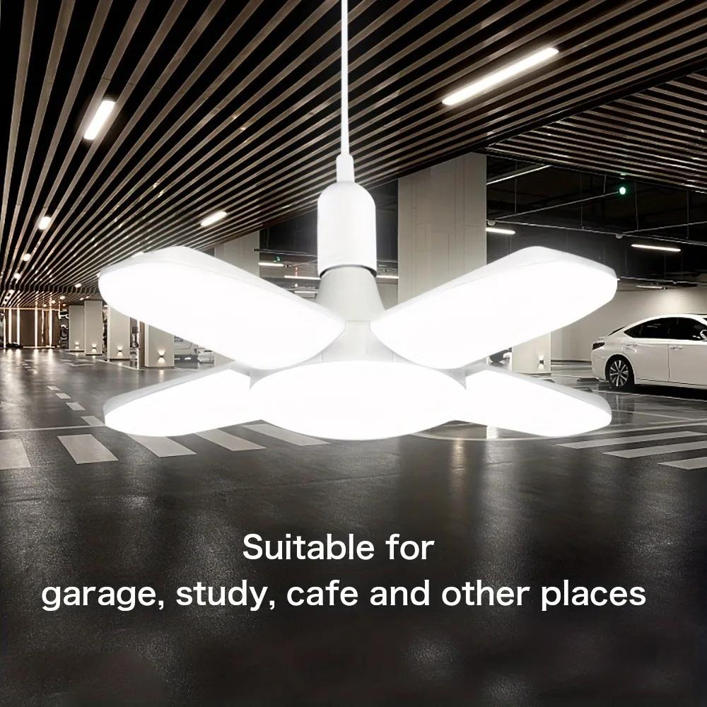 E27 Fan Foldable 28W LED Bulb AC220V/110V 40 Bulb Deformation for Home Ceiling Lights Warehouse and Garage White Light6500K Bulb