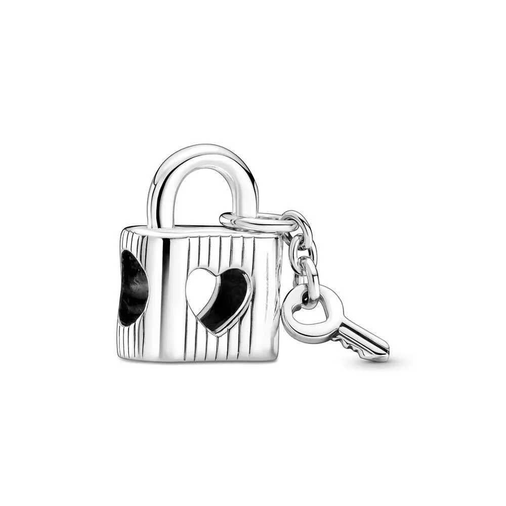 Original 925 Sterling Silver Angel Mom Family Love Heart Key Lock Charms Beads for Pandora DIY Bracelet Women Jewellery Gift