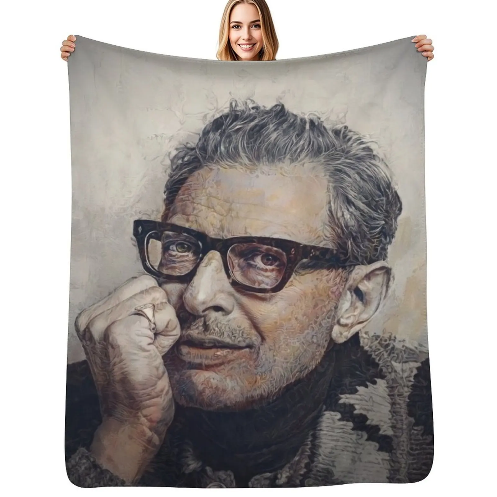 

Jeff Goldblum Illustration Throw Blanket Anti Shedding Soft Fuzzy Blanket for Home