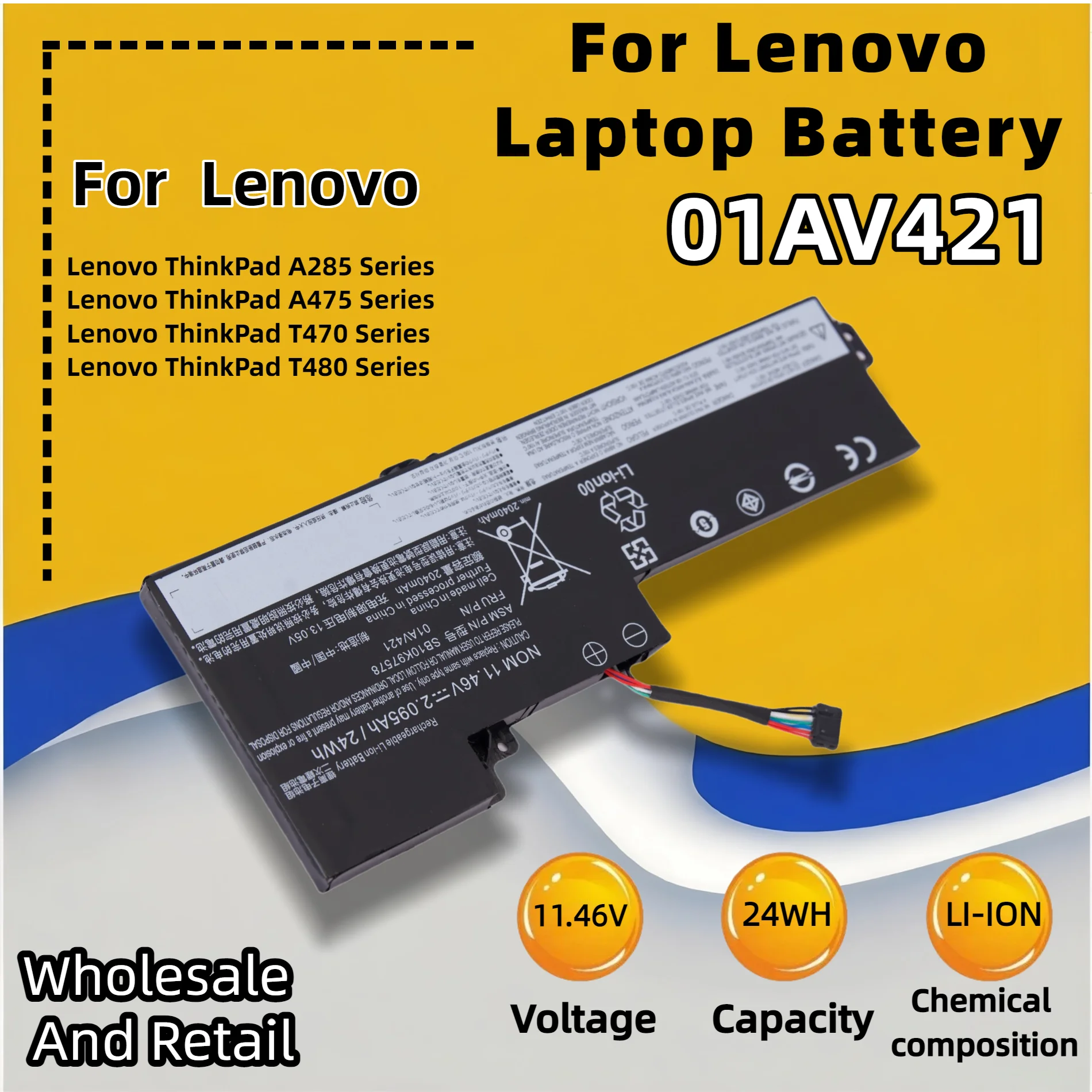 FRLESUI 01AV421 01AV420 Battery For Lenovo ThinkPad T470 T480 A485 TP25 01AV419 01AV489 SB10K97576 SB10K97578  01AV425 01AV427