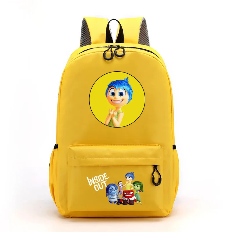 Disney-mochila escolar con estampado de dibujos animados para niño y niña, morral con estampado de dibujos animados de Inside Out 2, bolsa para libros para estudiantes