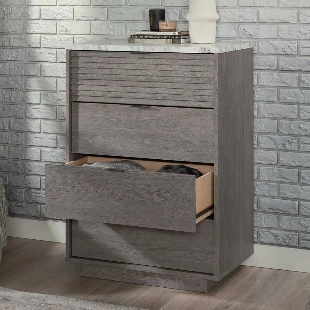 Modern 4-Drawer Bedroom Chest in Ashen Oak Finish