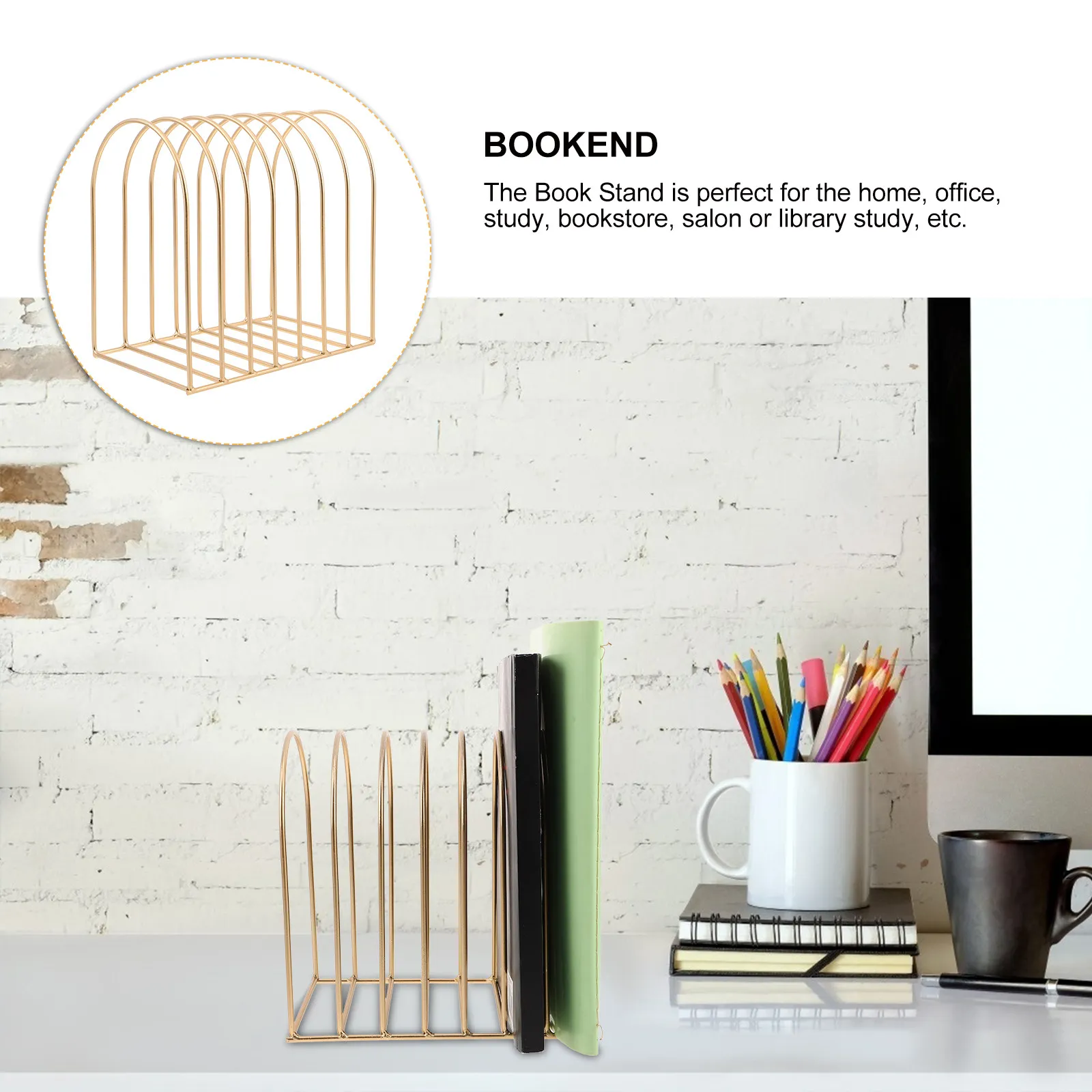 Stylish Iron Desktop Magazine Holder Countertop Organizer for Books Files Papers Folders Small Space Desk File Holder Modern